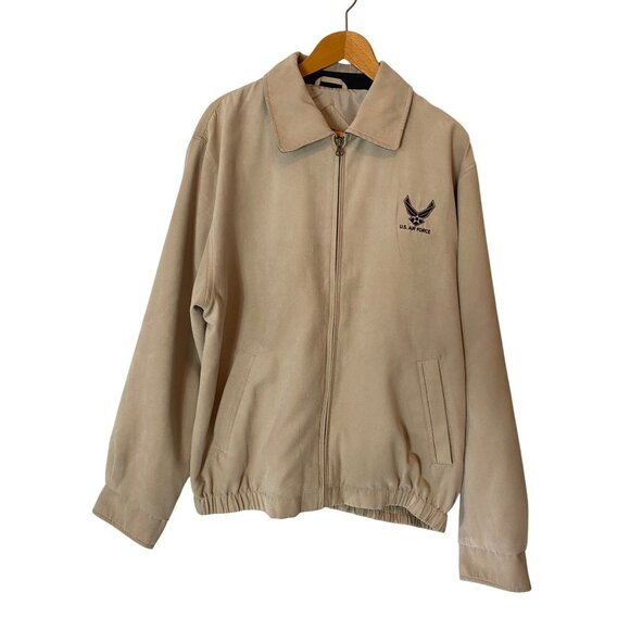 U.S. Air Force Falcon Cutter & Buck Beige Lightweight Jacket Front Zip Large - Picture 1 of 11
